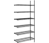 kaiserkraft Estantería de malla de alambre de acero, negra, carga por balda 100 kg, A x P 910 x 460 mm, estantería de ampliación, altura 2180 mm, 6