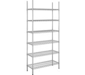 kaiserkraft Estantería de malla de alambre de acero, cromada, carga por balda 150 kg, AxP 910 x 460 mm, estantería básica, altura 2180 mm, 6 baldas