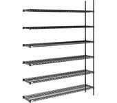 kaiserkraft Estantería de malla de alambre de acero, negra, carga por balda 250 kg, A x P 1520 x 360 mm, estantería de ampliación, altura 2180 mm, 6