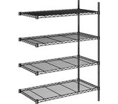 kaiserkraft Estantería de malla de alambre de acero, negra, carga por balda 100 kg, A x P 910 x 610 mm, estantería de ampliación, altura 1370 mm, 4