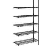 kaiserkraft Estantería de malla de alambre de acero, negra, carga por balda 250 kg, A x P 910 x 460 mm, estantería de ampliación, altura 1880 mm, 5