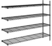 kaiserkraft Estantería de malla de alambre de acero, negra, carga por balda 100 kg, A x P 1520 x 460 mm, estantería de ampliación, altura 1370 mm, 4