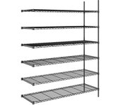 kaiserkraft Estantería de malla de alambre de acero, negra, carga por balda 100 kg, A x P 1520 x 610 mm, estantería de ampliación, altura 2180 mm, 6