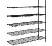 kaiserkraft Estantería de malla de alambre de acero, negra, carga por balda 100 kg, A x P 1520 x 610 mm, estantería de ampliación, altura 1880 mm, 5