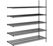 kaiserkraft Estantería de malla de alambre de acero, negra, carga por balda 250 kg, A x P 1520 x 610 mm, estantería de ampliación, altura 1880 mm, 5