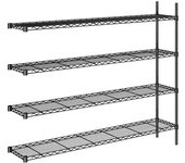 kaiserkraft Estantería de malla de alambre de acero, negra, carga por balda 100 kg, A x P 1520 x 360 mm, estantería de ampliación, altura 1370 mm, 4