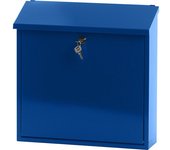 kaiserkraft Buzón, con techo inclinado plegable, HxAxP 370 x 370 x 115 mm, chapa de acero, con recubrimiento en polvo, azul RAL 5005