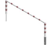 Schake Barrera para caminos, abatible, con larguero superior, blanco con franjas reflectantes rojas, anchura 3000 mm