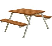 kaiserkraft Banco para grupos, sin respaldo, para 4 personas, longitud 1180 mm, color teca