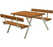 kaiserkraft Banco para grupos, con respaldo, para 4 personas, longitud 1180 mm, color teca
