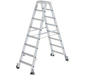 MUNK Escalera tipo tijera de peldaños planos, ascenso por ambos lados, modelo móvil, 2 x 8 escalones