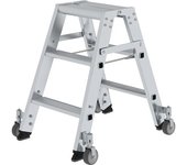 MUNK Escalera tipo tijera de peldaños planos, ascenso por ambos lados, modelo móvil, 2 x 3 escalones
