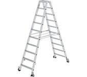 MUNK Escalera tipo tijera de peldaños planos, ascenso por ambos lados, modelo móvil, 2 x 10 escalones