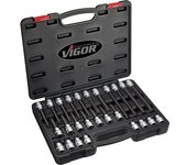 VIGOR Punta de destornillador para dentado múltiple interior (XZN), M5 - M16, 26 piezas