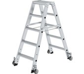 MUNK Escalera tipo tijera de peldaños planos, ascenso por ambos lados, modelo móvil, 2 x 5 escalones