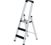 eurokraft pro Escalera tipo tijera de peldaños planos, ascenso por un lado, modelo acolchado, 3 peldaños