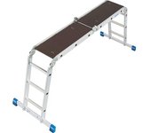 KRAUSE Escalera universal articulada STABILO, se puede usar como escalera de mano o de tijera y como plataforma de trabajo, 4 x 3 peldaños estrechos