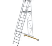 MUNK Escalera rodante de plataforma, en aluminio, con barandilla de plataforma de 3 lados, 12 peldaños incl. plataforma