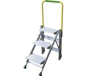 kaiserkraft Escalera plegable de metal ligero, con arco de seguridad, 3 peldaños