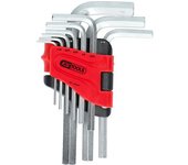 KS Tools Juego de llaves acodadas en soporte plegable, hexágono interior, en pulgadas, 9 piezas