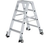 MUNK Escalera tipo tijera de peldaños planos, ascenso por ambos lados, modelo móvil, 2 x 4 escalones