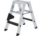 MUNK Escalera tipo tijera de peldaños planos CLIP-STEP, de ascenso por ambos lados, antideslizante R13, para cargas pesadas, 2 x 3 peldaños