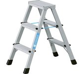 ZARGES Escalera de peldaños profesional, anodizada, ascenso por ambos lados, 2 x 3 peldaños