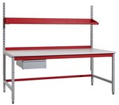 kaiserkraft Mesa de embalaje completa PROFI, con repisa para depositar objetos, pared trasera y cajón, H x A x P 780 x 2000 x 900 mm