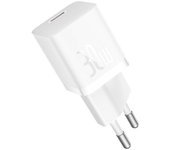 Baseus Mini Cargador de Red 1xUSB-C Carga Rápida GaN5 30W Blanco