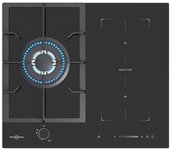 Placa Gas Natural e Inducción - Vitrokitchen VG611NN, 3 Zonas de Cocción, 60cm, Negro