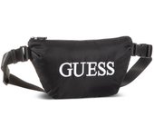 Riñonera textil Guess Quatro para hombre, color negro elegante, dimensiones 19/28.5 x 17 x 4 cm, diseño práctico y cómodo para uso diario