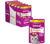 6 pacotes x 50 g Whiskas Anti-Hairball Snacks para Gatos