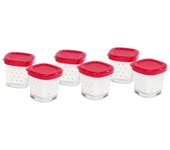 Tefal XF100501 Set 6 Tarros Tapa Roja para Yogurtera Multi Délices Express