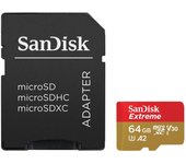 SanDisk Extreme MicroSDXC 64GB UHS-I A2 V30 Clase 10 con Adaptador SD