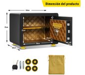 Costway Caja Fuerte en Acero Caja de Seguridad Electrónica con Teclado Numérico y Digitales para Casa Oficina Empresa Negro 40 x 30 x 31 cm