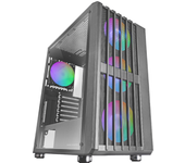 Mars Gaming MC-VAULT, Caja Gaming ATX, 4x Ventiladores ARGB 120mm, Panel Frontal Mesh con Diseño Vertical, Ventana Lateral Cristal Templado, 3x Slots PCI Verticales, Semitorre PC Profesional, Negro