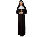 Atosa | Disfraz Monja Mujer Adulto | Velo Blanco y Vestido Negro con Cuello | Disfraz Católico Religioso para Fiesta de Disfraces, Halloween y Carnaval | Práctica Funda de Almacenamiento | XS-S
