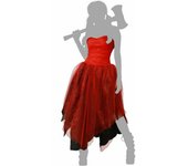 Atosa | Disfraz de Arlequín Rojo para Mujer Adulto | Vestido Largo Elegante con Detalles en Negro | Ideal para Carnaval, Halloween y Fiestas Temáticas | Diseño Festivo y Atractivo | Talla XS-S