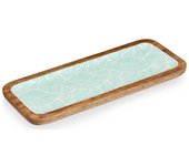 Centro de mesa blanco marrón verde hoja de planta 38 x 15 cm