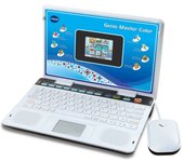 VTech - Genio Máster Color Bilingüe, Ordenador portátil para niños, enseña Vocabulario, matemáticas, Ciencias, 180 Actividades en español e inglés, Color Azul, Versión ESP