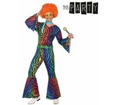 Atosa | Disfraz Disco Hombre | Traje a Rayas Zebra Multicolor | Diseño Fiesta para Adultos | Incluye Mono, Cinturón y Pañuelo | Ideal para Carnaval, Fiestas | ABBA y Fiebre Sábado Noche | Talla M-L