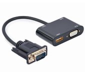 Gembird A-VGA-HDMI-02 Cable Adaptador VGA Macho a HDMI/VGA Hembra 0.15m Negro