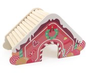 0.12 KG Rosewood Wooden Christmas Gingerbread House Caseta de Madera para roedores