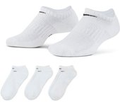 Nike - Calcetines Everyday Cushioned No-Show (3 Pares), Unisex, White, S