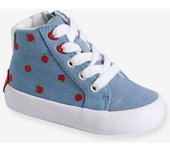 VERTBAUDET Zapatillas de caña alta con cordones y cremallera para bebé azul estampado