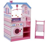 Teamson Casa de muñecas con cambiador 102.2 cm, blanco/oro