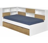 ID Kids Cama nido con colchones blanco y madera 90x190 cm