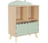 sweeek Librería infantil de 2 estantes y 2 puertas, verde