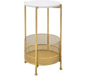 Mauro Ferretti Mesa auxiliar de metal dorado con repisa 35x62 cm