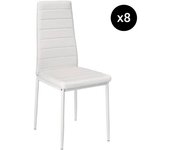 Tectake 8 sillas de comedor de poli piel poli piel blanco